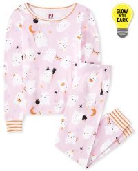 Girls Glow In The Dark Halloween Long Sleeve Fa-Boo-Lous Snug Fit Cotton Pajamas | The Children's... | The Children's Place