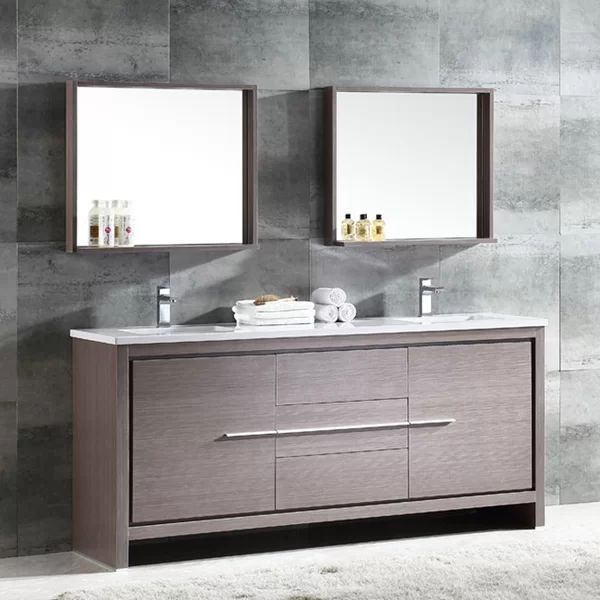 Trieste Allier 72" Double Bathroom Vanity Set with Mirror | Wayfair North America
