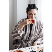 Boho Striped Loungewear, Lightweight Bathrobe, Bohemian Linen Cotton Robe, Stripe Bridesmaid Cozy Duster Coat, Ethically-Made Gift | Etsy (US)