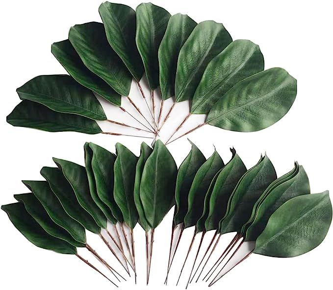 YXKGCCY Artificial Magnolia Leaves Fake Single Leaf Picks for Magnolia Wreaths Faux Green Leaves ... | Amazon (US)