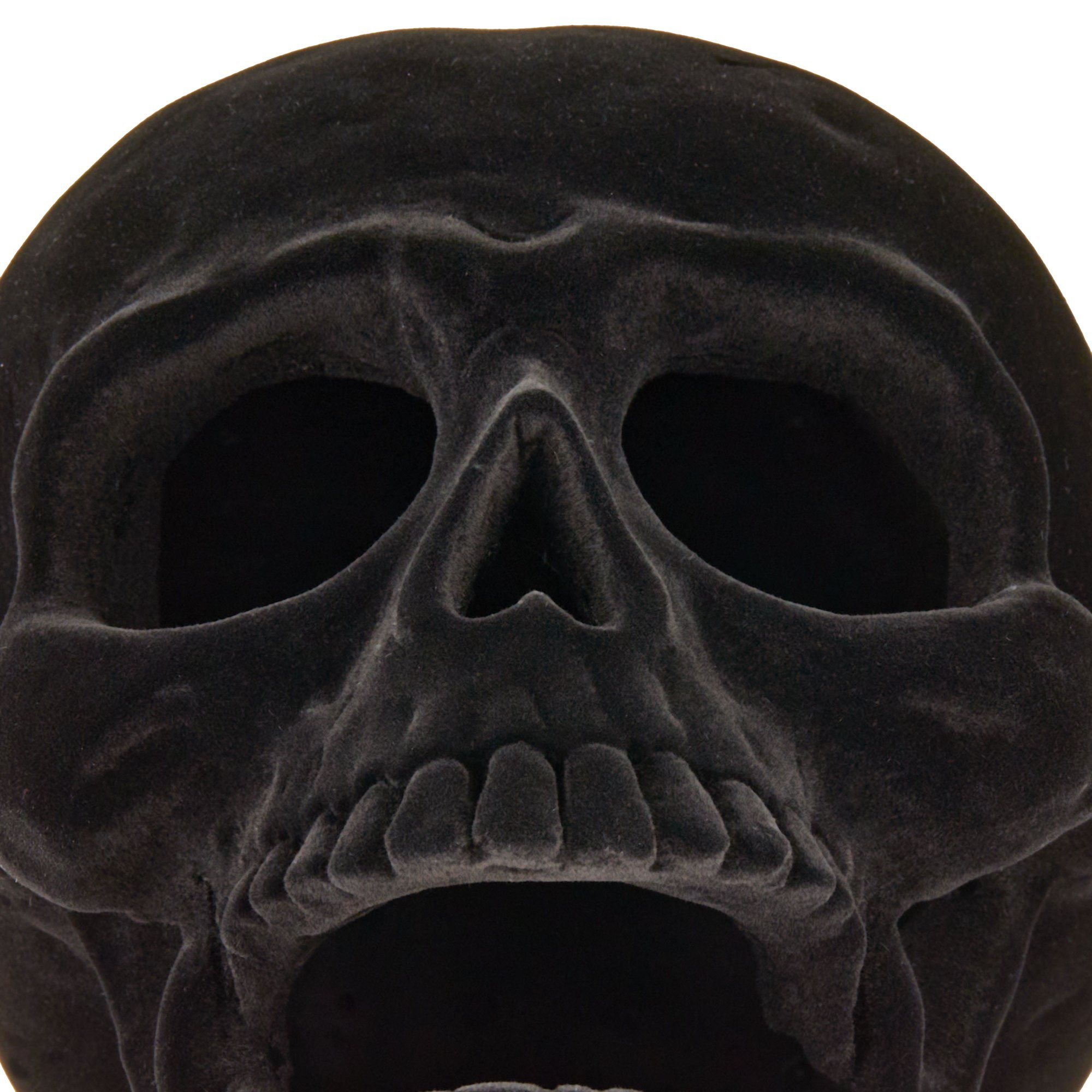 Halloween Large Black Flocked Resin Skull Decoration, 5.25 in x 7.75 in x 5.35 in, by Way To Cele... | Walmart (US)