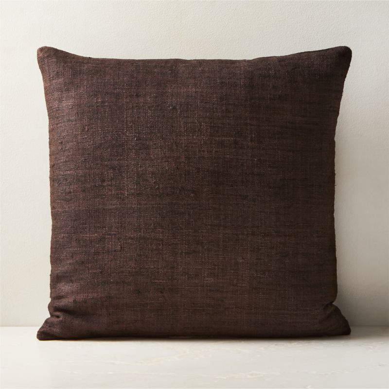 Raj Dark Brown Silk Throw Pillow with Feather-Down Insert 20'' + Reviews | CB2 | CB2