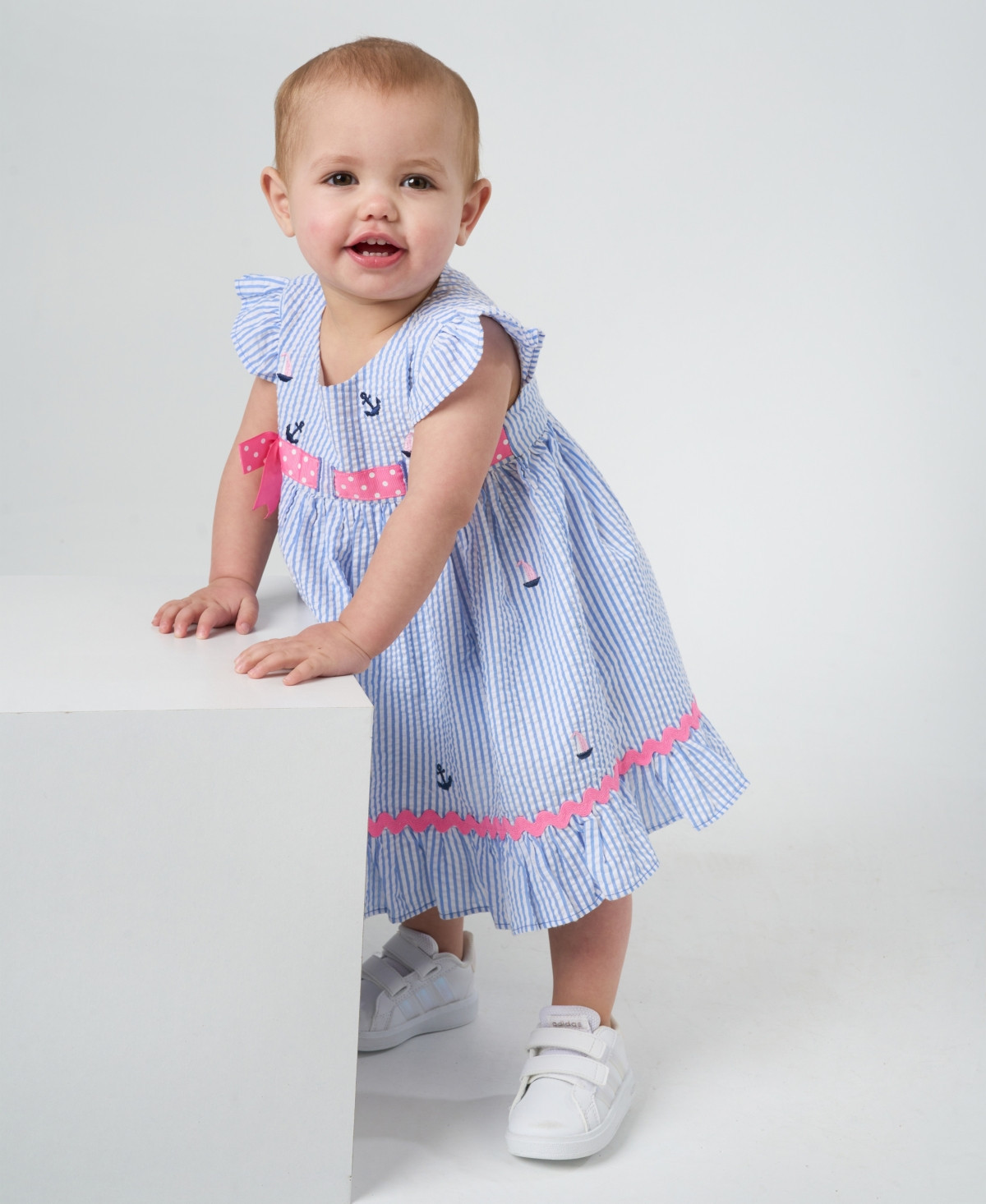 Rare Editions Baby Girls Nautical Seersucker Dress - Blue | Macy's