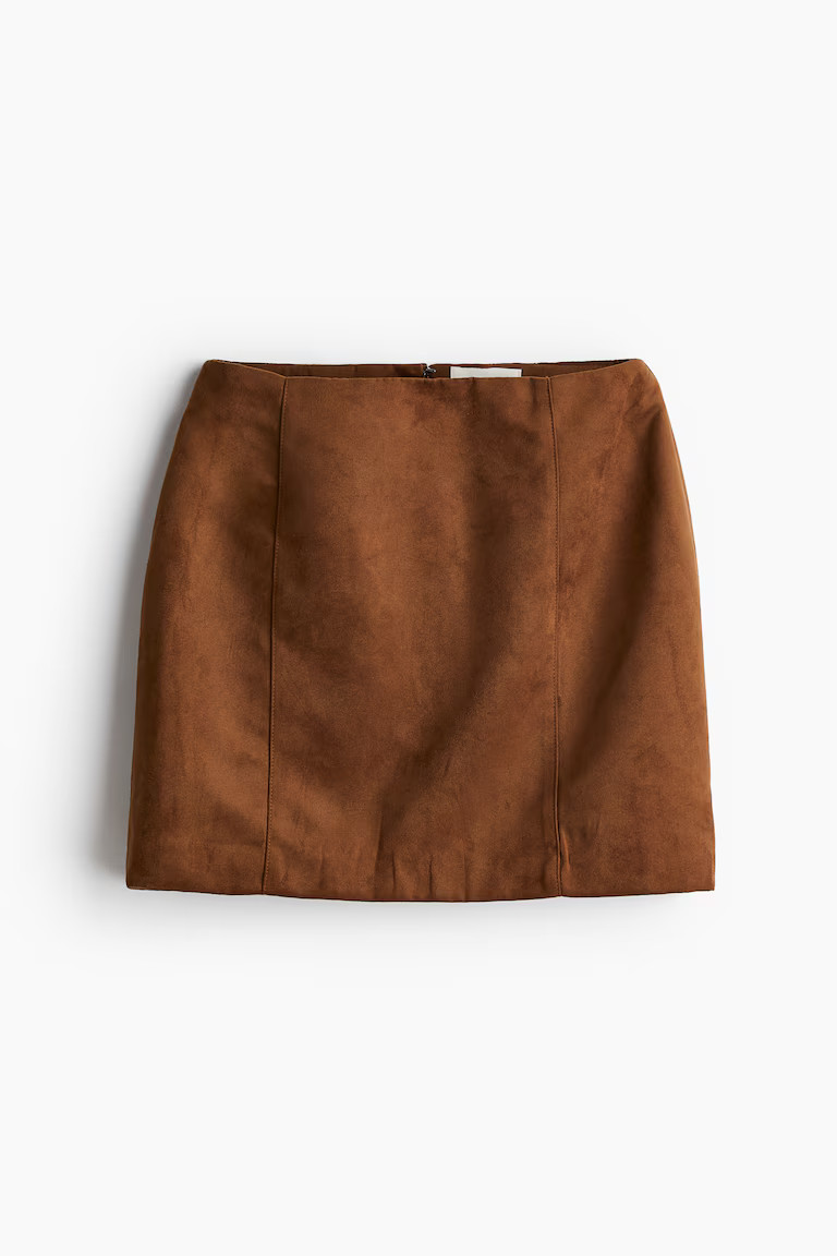 Mini skirt - Brown - Ladies | H&M GB | H&M (UK, MY, IN, SG, PH, TW, HK)