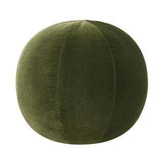 Luna 12 in. Round Sphere Accent Ball Throw Pillow, Olive Green Performance Velvet | The Home Depot