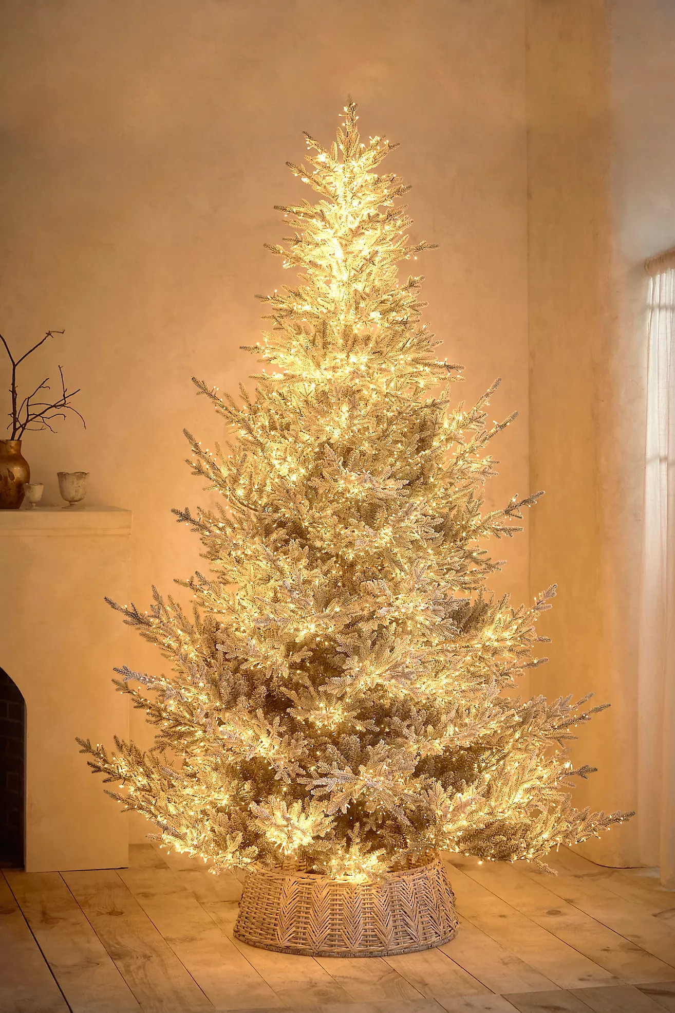 Faux Twinkling Pre-Lit Snowy Norway Spruce, 9' | Anthropologie (US)