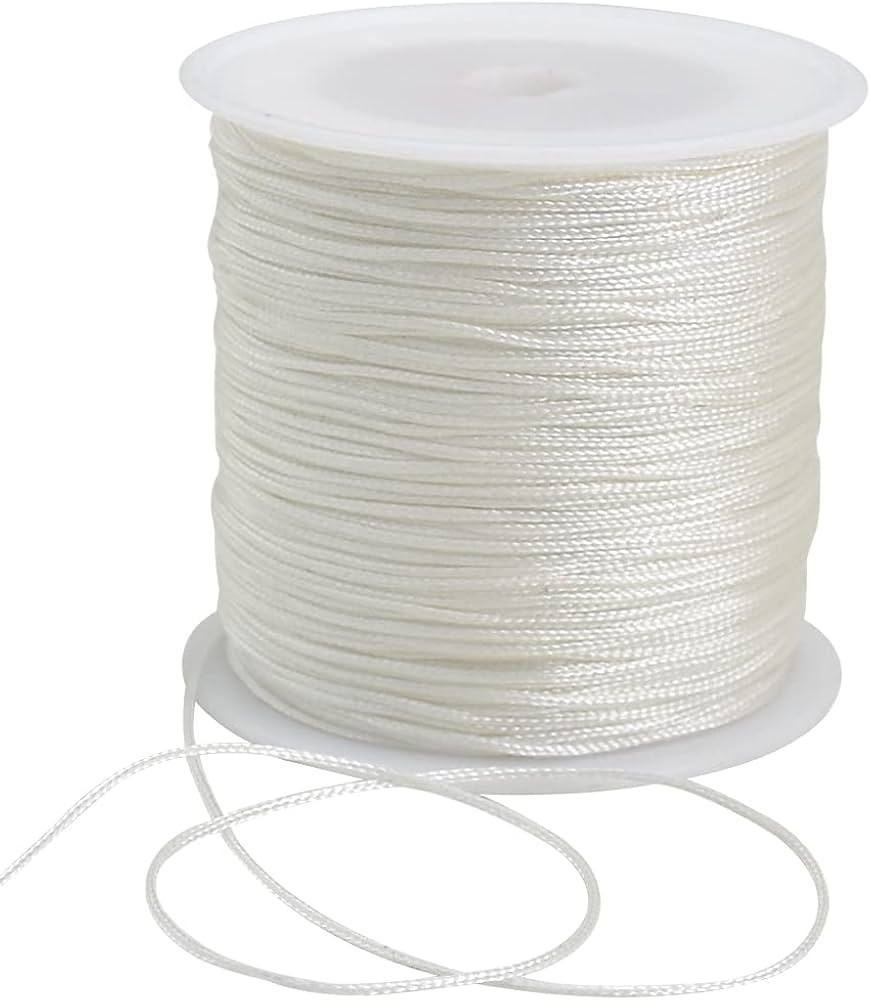 TONIFUL 1mm x 100 Yards White Nylon Cord Satin String for Bracelet Jewelry Making Rattail Macrame... | Amazon (US)