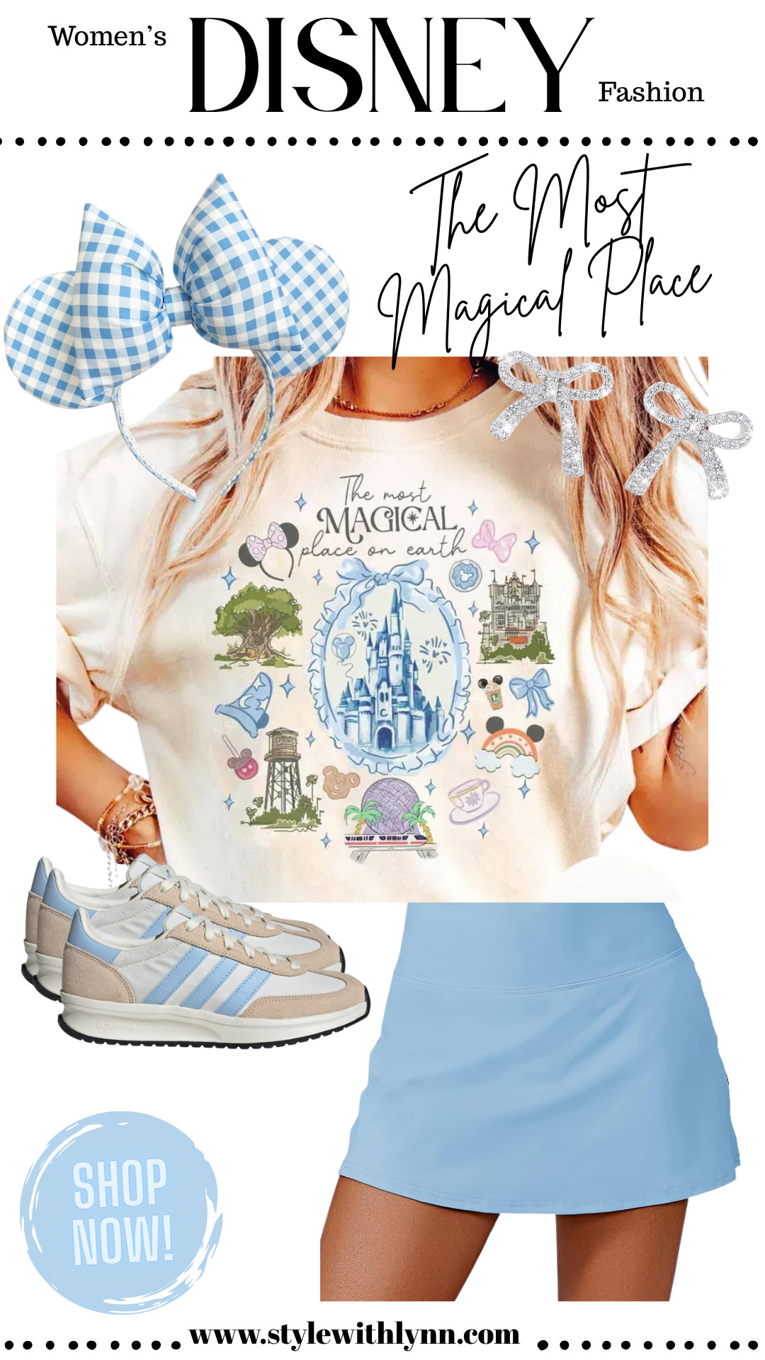 Magical park day outfit!  Perfect for your next Disney trip! I’m obsessed with this “Most Magical Place” tee, comfy tennis skirt, matching Adidas sneakers, and the cutest gingham Minnie ears.  All the comfy park vibes while still feeling cute!

🛍️ Shop this women’s Disney outfit on LTK - everything linked for an easy park day look!

#disneyoutfit #disneyfashion #disneytripoutfit #disneyworldstyle #disneymomstyle #ltkdisney #ltkfashion #parkdayoutfit #magicaloutfit #ltkshop 

 #LTKStyleTip #LTKTravel