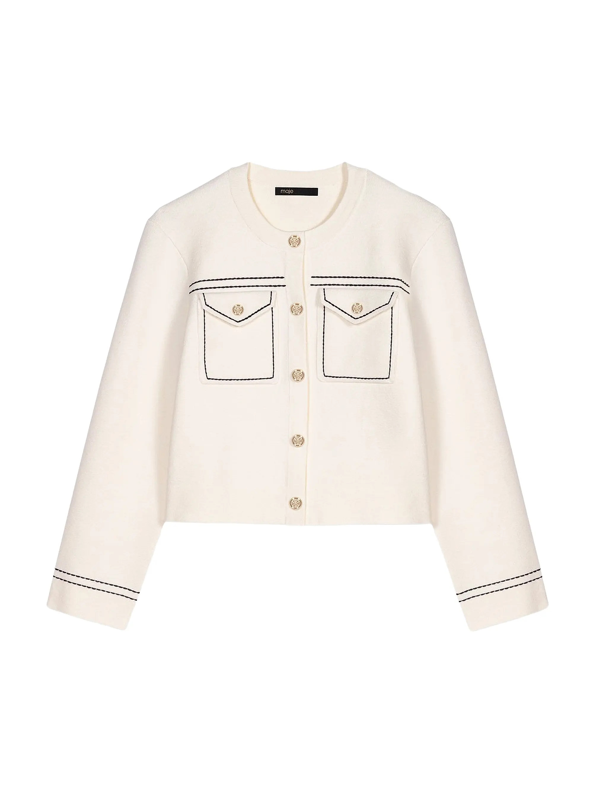 Topstitched Cropped Cardigan | Saks Fifth Avenue