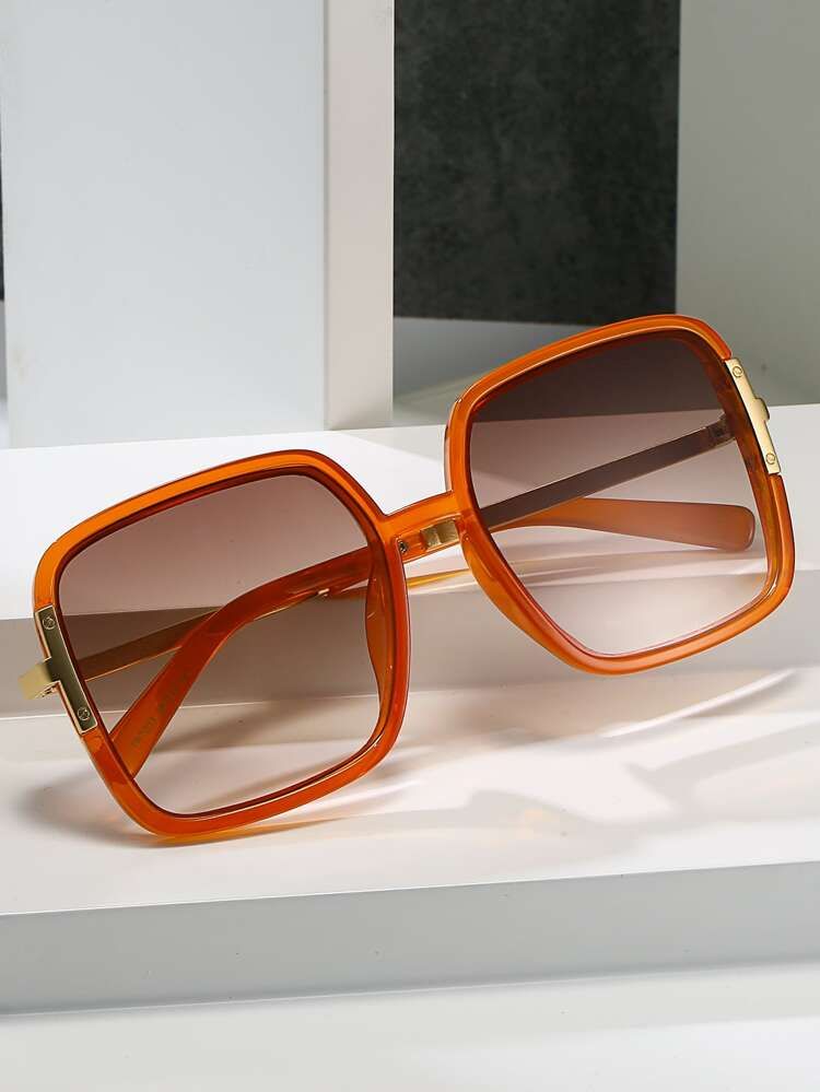Geometric Frame Ombre Lens Fashion Glasses | SHEIN