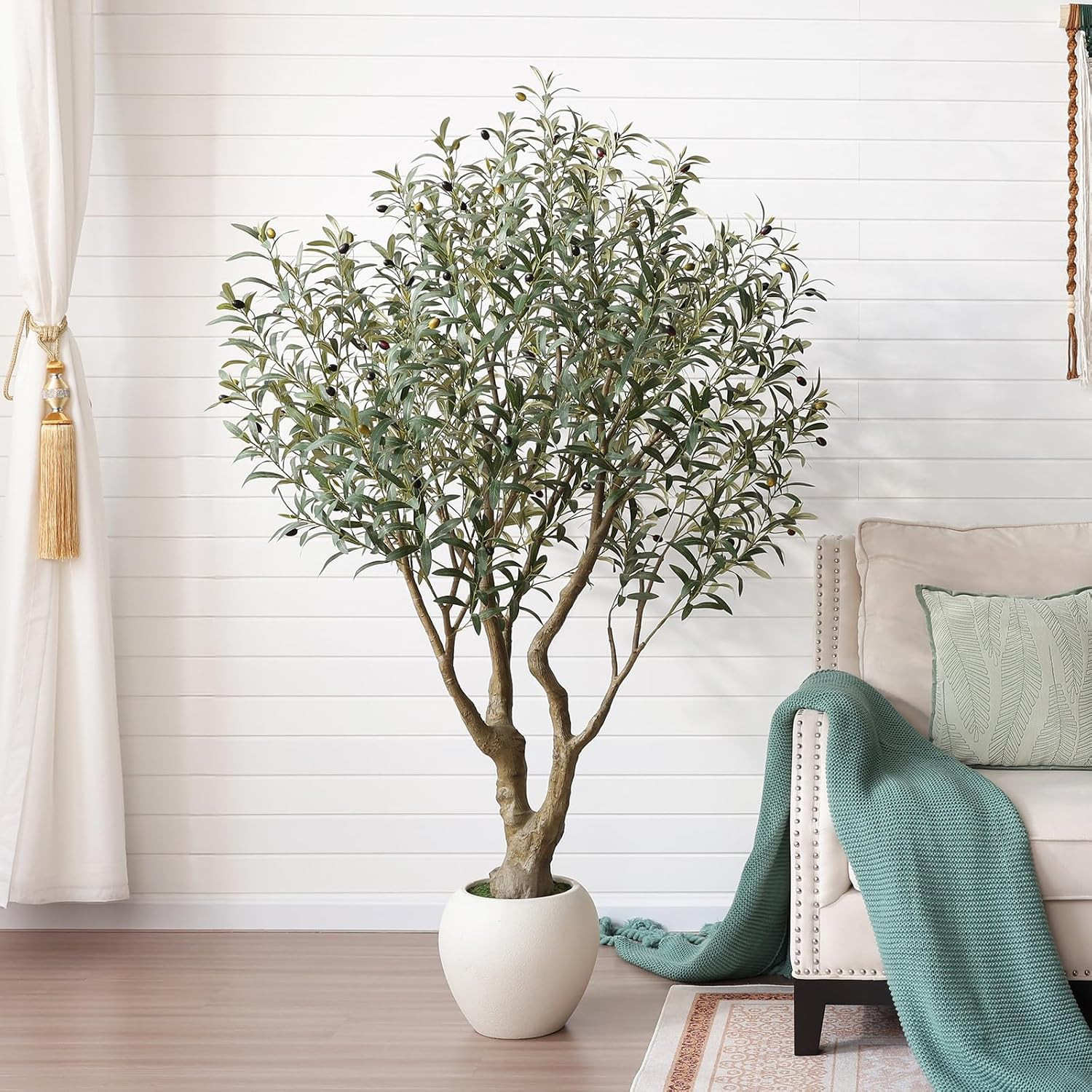 VeriNatural Artificial Olive Tree 6FT Faux Plant Home Decor - Large White Pot with Lifelike Silk Leaves, UV Resistant & No Maintenance - Indoor Outdoor Fake Tree for Modern Office Living Room,VN164 | Amazon (US)