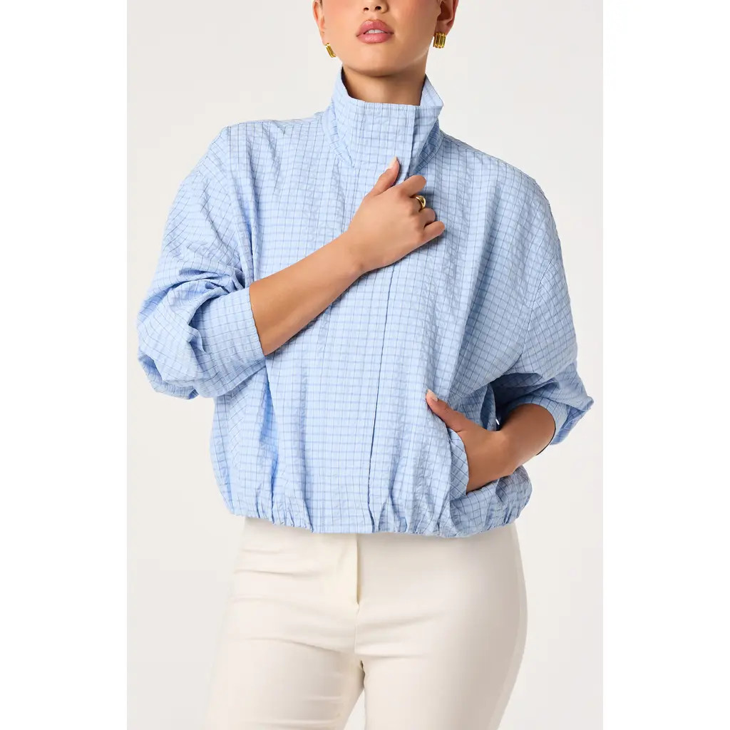 ASTR the Label Cooper Jacket in Blue Plaid at Nordstrom, Size Medium | Nordstrom