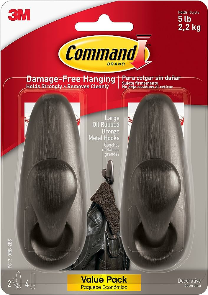 Command Forever Classic Large Metal Wall Hooks, Damage Free Hanging Wall Hooks with Adhesive Stri... | Amazon (US)