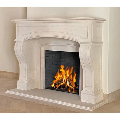 WFR-Montclair Fireplace Mantel – Custom Hand-Carved Natural Limestone or Cantera Stone Surround | French Baroque Revival Stone Mantel | Wayfair North America