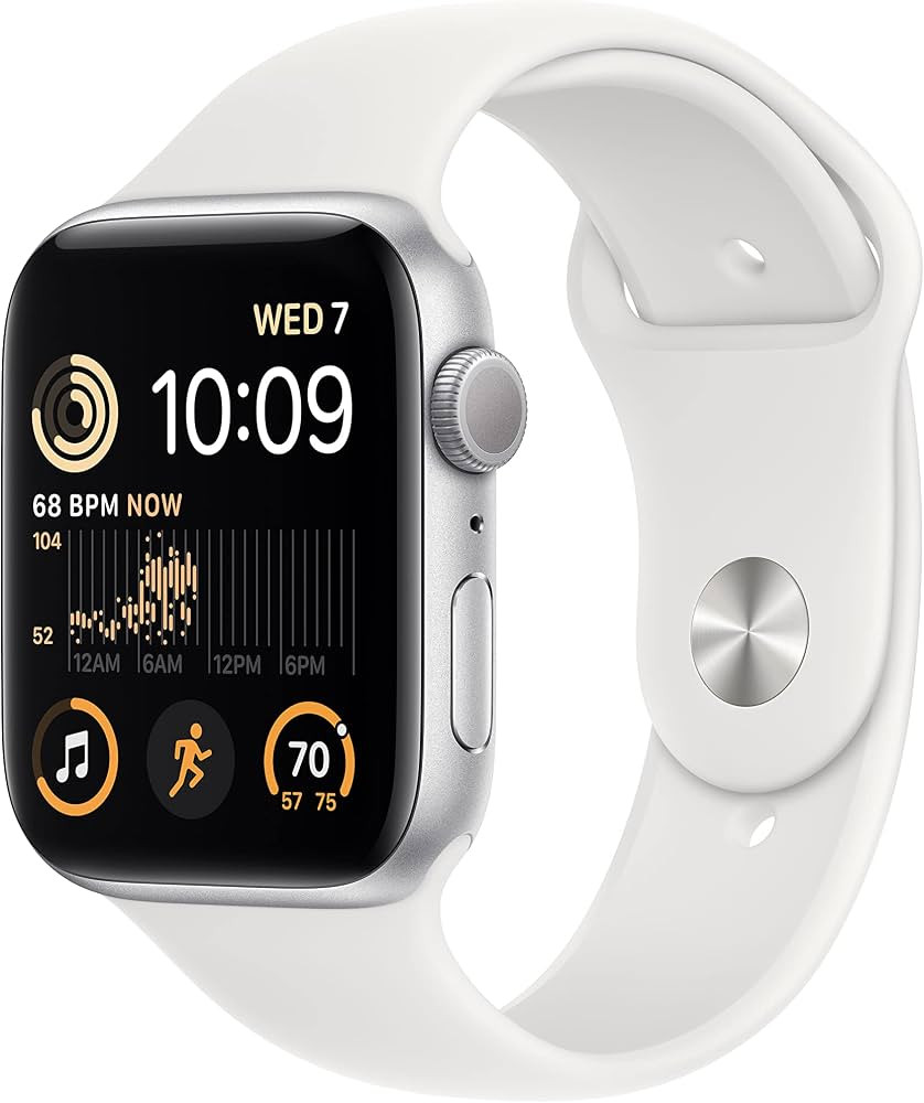 Apple Watch SE (2nd Gen) [GPS 44mm] Smart Watch w/Silver Aluminum Case & White Sport Band - M/L. ... | Amazon (US)