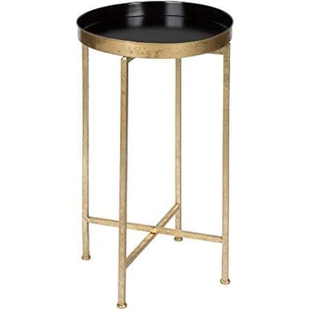 Homebeez Tray Metal End Table, Gold Round Foldable Side Table Small Decorative Sofa Snack Coffee Pla | Amazon (US)