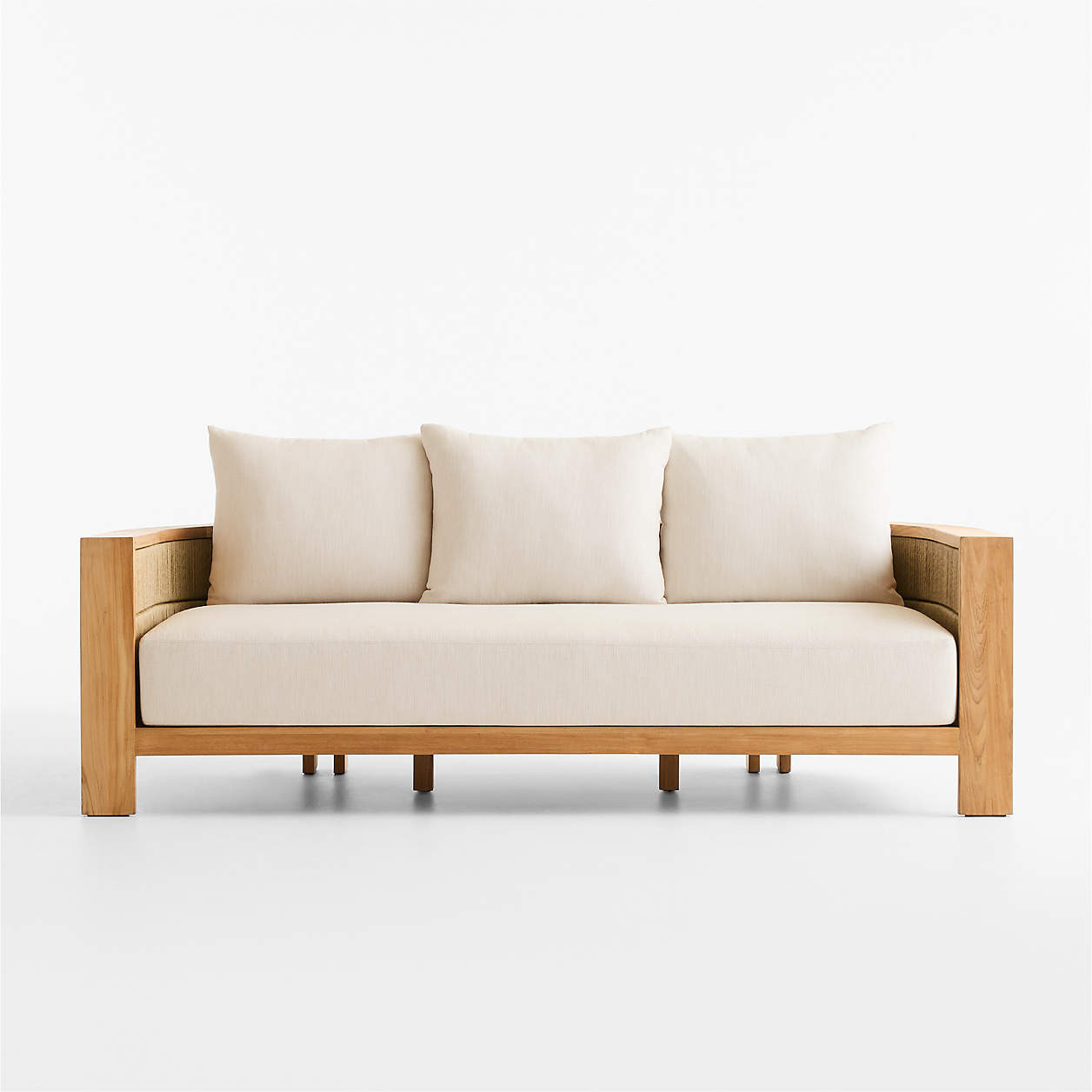 Bali 86" Natural Teak Outdoor Sofa with Nova Glow Sunbrella Cushions | Crate & Barrel | Crate & Barrel