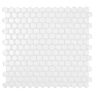 Restore Satin White 10 in. x 11 in. Glazed Ceramic Penny Round Mosaic Tile (0.83 sq. ft./Piece) | The Home Depot