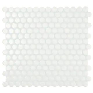 Restore Satin White 10 in. x 11 in. Glazed Ceramic Penny Round Mosaic Tile (0.83 sq. ft./Piece) | The Home Depot