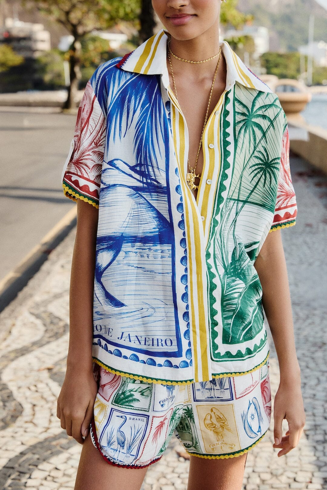 Multicolor Brasil Vintage Lenzing Ecovero Euroflax Shirt | FARM Rio | FarmRio (US)