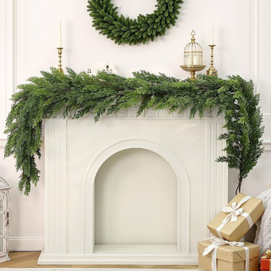 9FT Artificial Christmas Garland, Real Touch Greenery Cypress Pine Garland for Mantle Table Raili... | Amazon (CA)