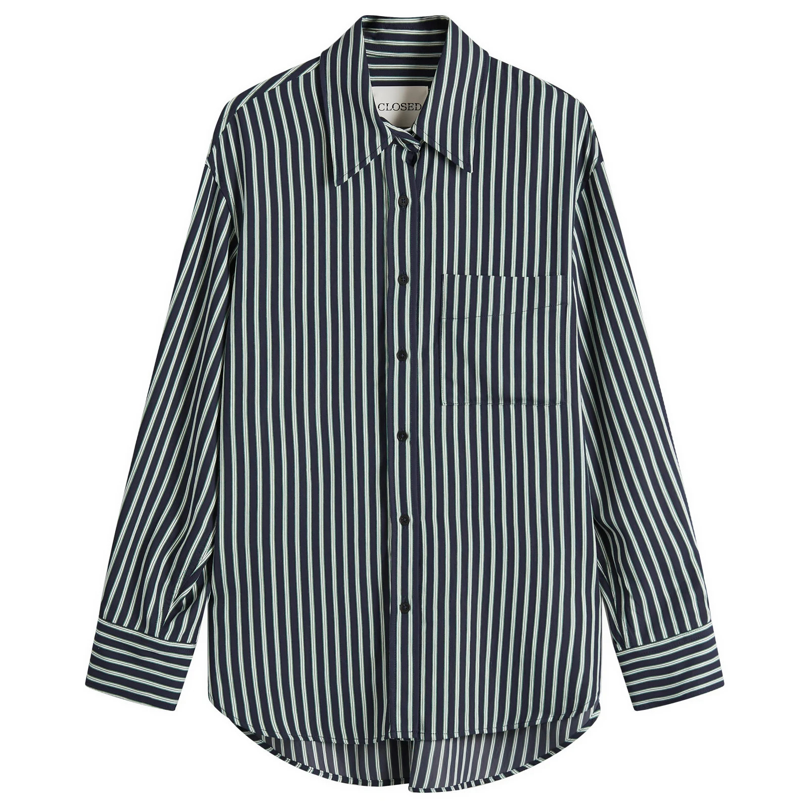 Closed Women's Oversize Stripe Shirt in Dark Night, Size X-Large | END. Clothing
