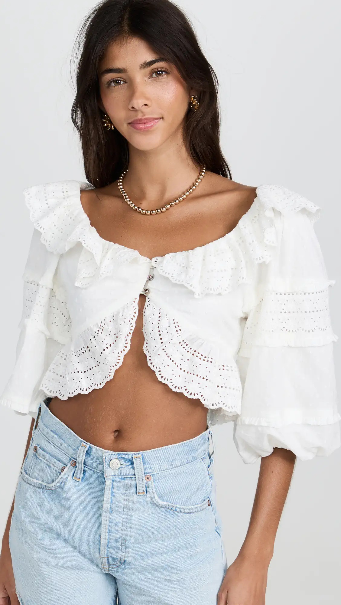 FARM Rio Off-White Lace Crop Top | Shopbop | Shopbop