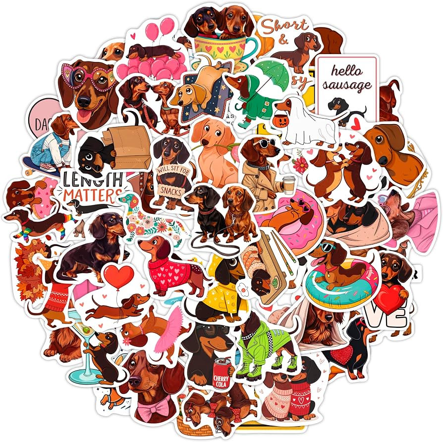 100Pcs Dachshund Stickers for Water Bottle, Laptop Decals - Dachshund Gifts, Party Supplies - Pet... | Amazon (US)