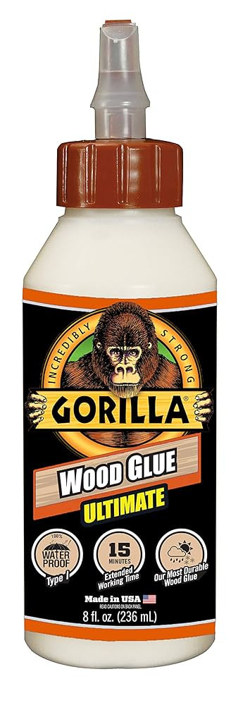 Gorilla Ultimate Waterproof Wood Glue, Natural Wood Color, 8 Ounce (Pack of 1) - Waterproof for I... | Amazon (US)
