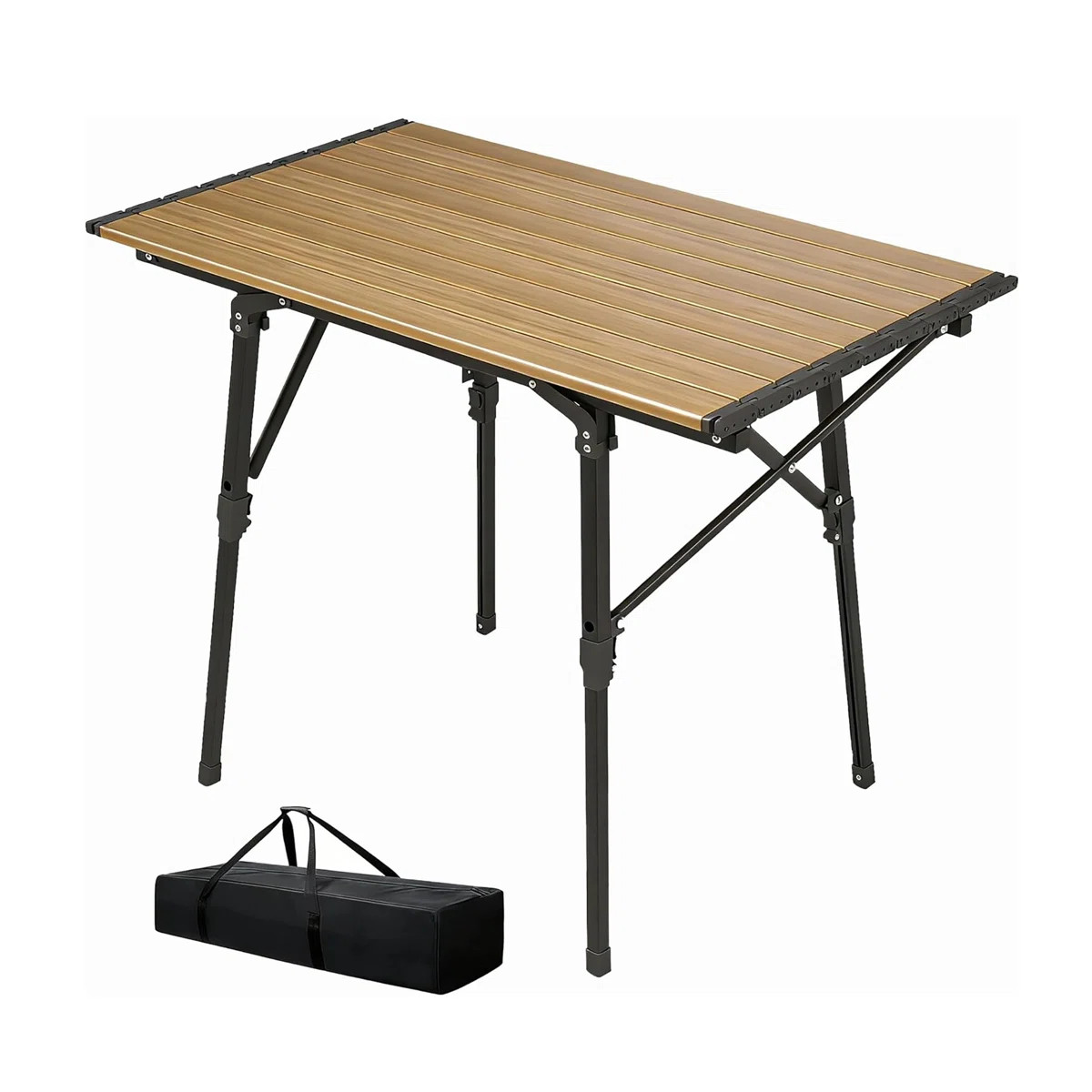 Lightweight Aluminum Alloy Folding Camping Table, Adjustable Height Portable Roll-up Picnic Table... | Wayfair North America