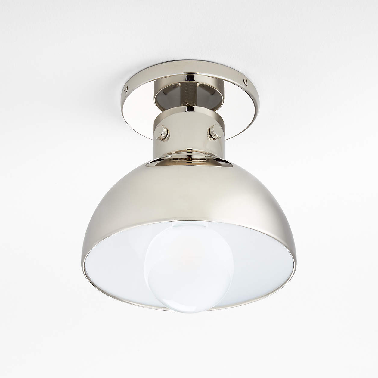Dakota Chrome Flush Mount Light with Small Chrome Dome 7.5" + Reviews | Crate & Barrel | Crate & Barrel