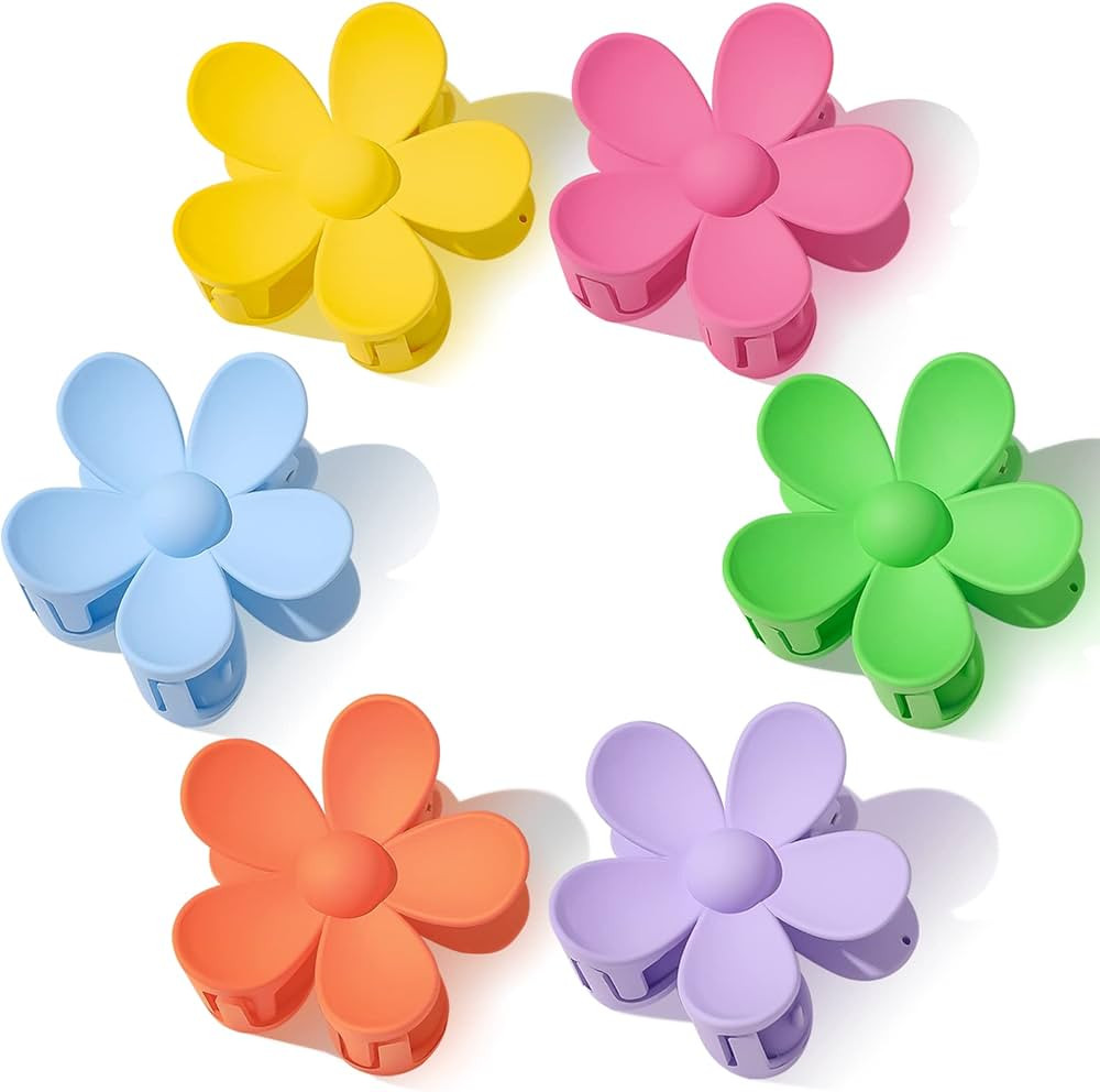 Flower Hair Clips 6PCS Flower Claw Clips Cute Hair Claw Clip Daisy Clips Matte Large Claw Clips S... | Amazon (US)