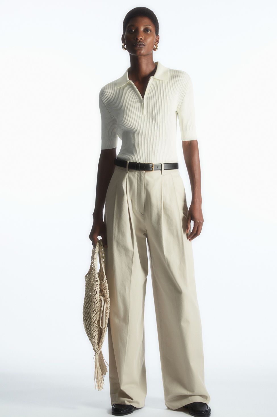 WIDE-LEG TAILORED TROUSERS - BEIGE - COS | COS UK