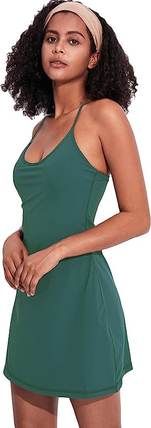 Women's Exercise Workout Dress with Built-in Bra & Shorts Sleeveless Tennis Golf Athletic Dress w... | Amazon (US)