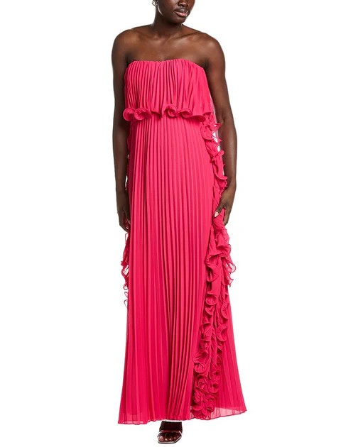 Badgley Mischka Octo Ruffle Pleated Gown | Shop Simon
