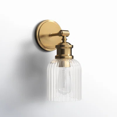 Ria Dimmable Ribbed Glass and Metal Armed Sconce | Wayfair North America