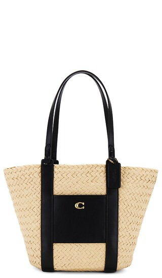 Small Straw Pocket Tote in Natural | Revolve Clothing (Global)