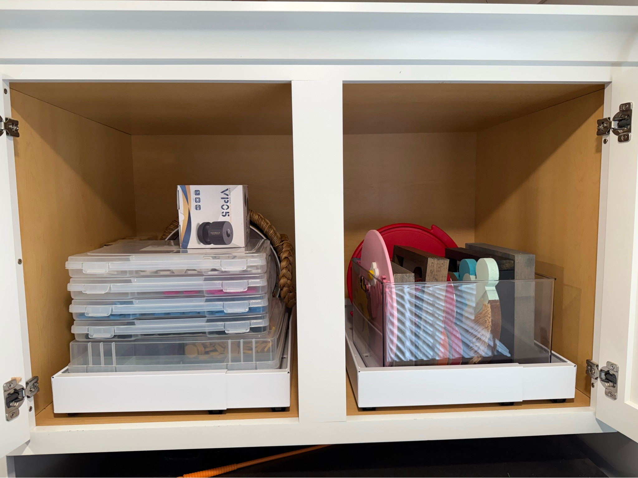 The amazing stick on pull out drawers for cabinets that I used for the cabinets above our fridge! I also linked the containers I used to organize the tile mat tiles 

#LTKHome