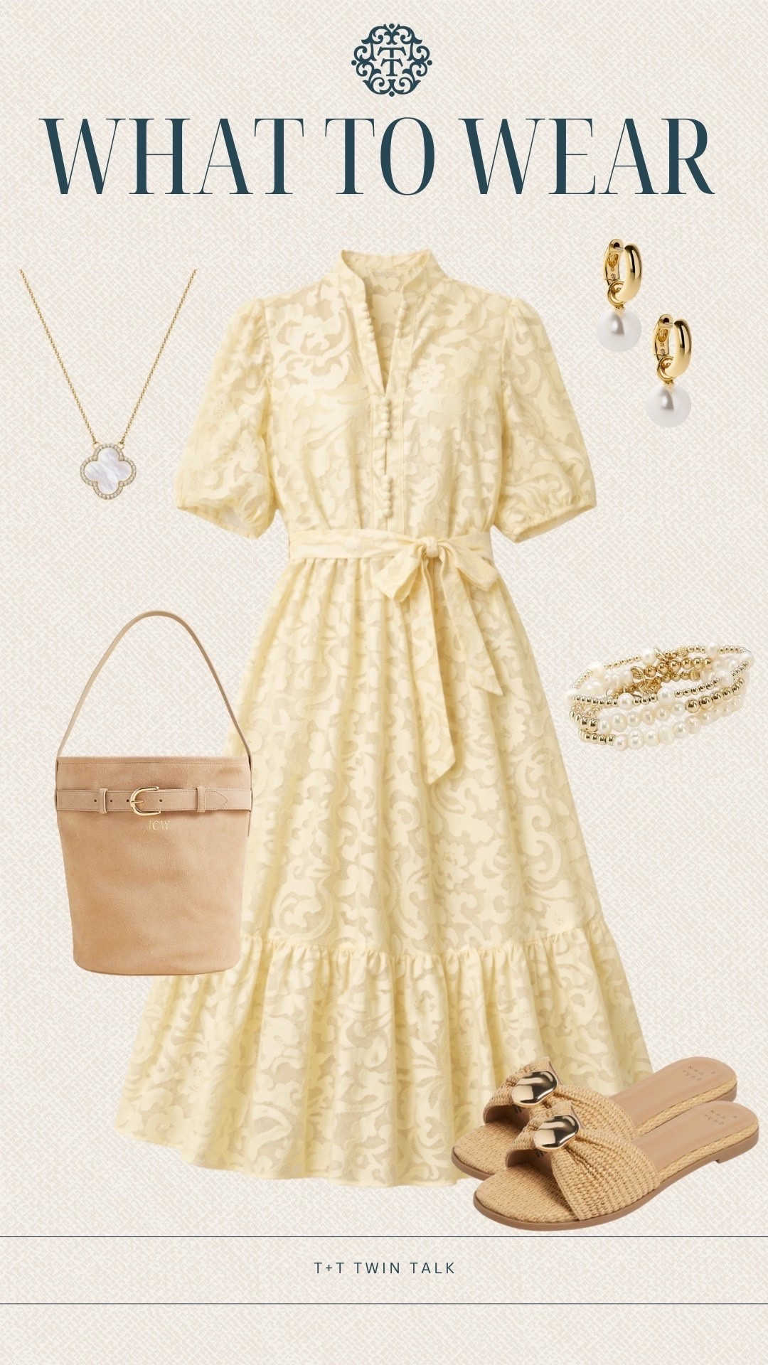 T+T, what to wear! The Benaar La dress with a J.Crew bag and gold pearl accessories feels so simple perfect for spring. This would be an outfit we would wear for a girls day or a cute lunch! 

#LTKSeasonal #LTKOver40 #LTKMidsize