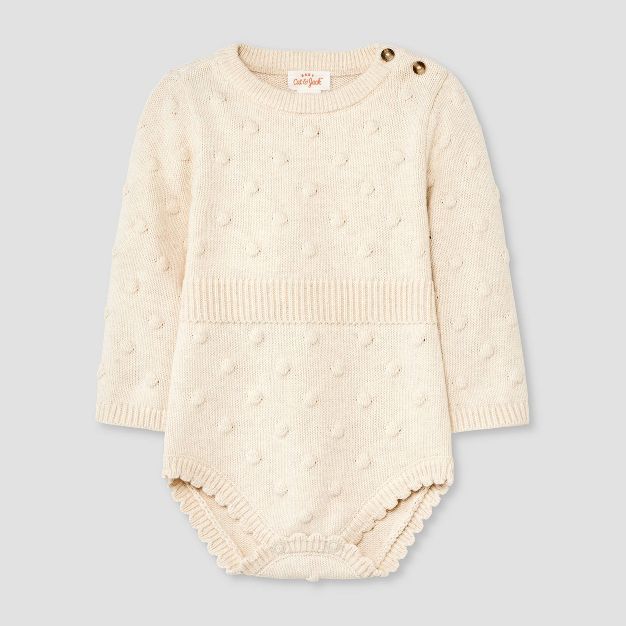 Baby Girls' Bobble Sweater Romper - Cat & Jack™ Oatmeal | Target
