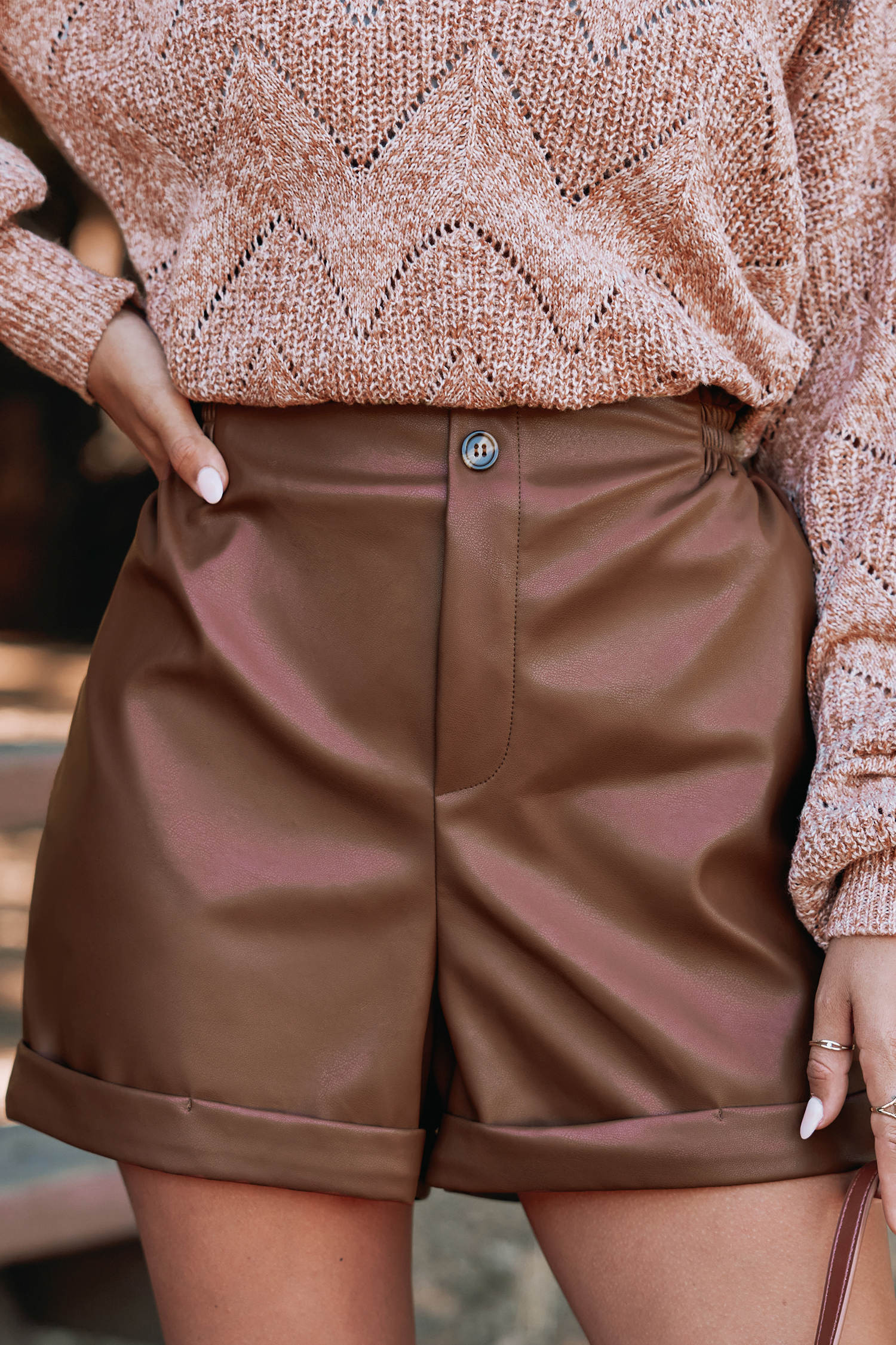 Faux Leather Smocked High Waist Shorts | Cupshe US