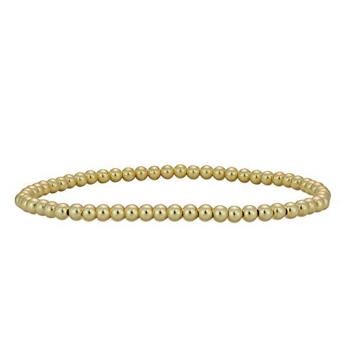 Anela 14k Gold Filled Beaded Bracelet for Women | 3mm Gold Beaded Bracelet | Stackable Gold Stret... | Amazon (US)