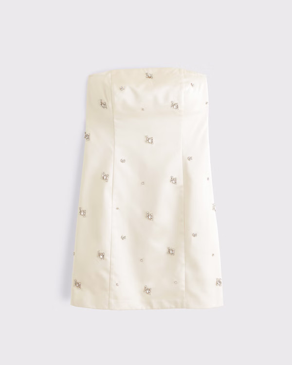 Satin Embellished Strapless Mini Dress | Abercrombie & Fitch (US)