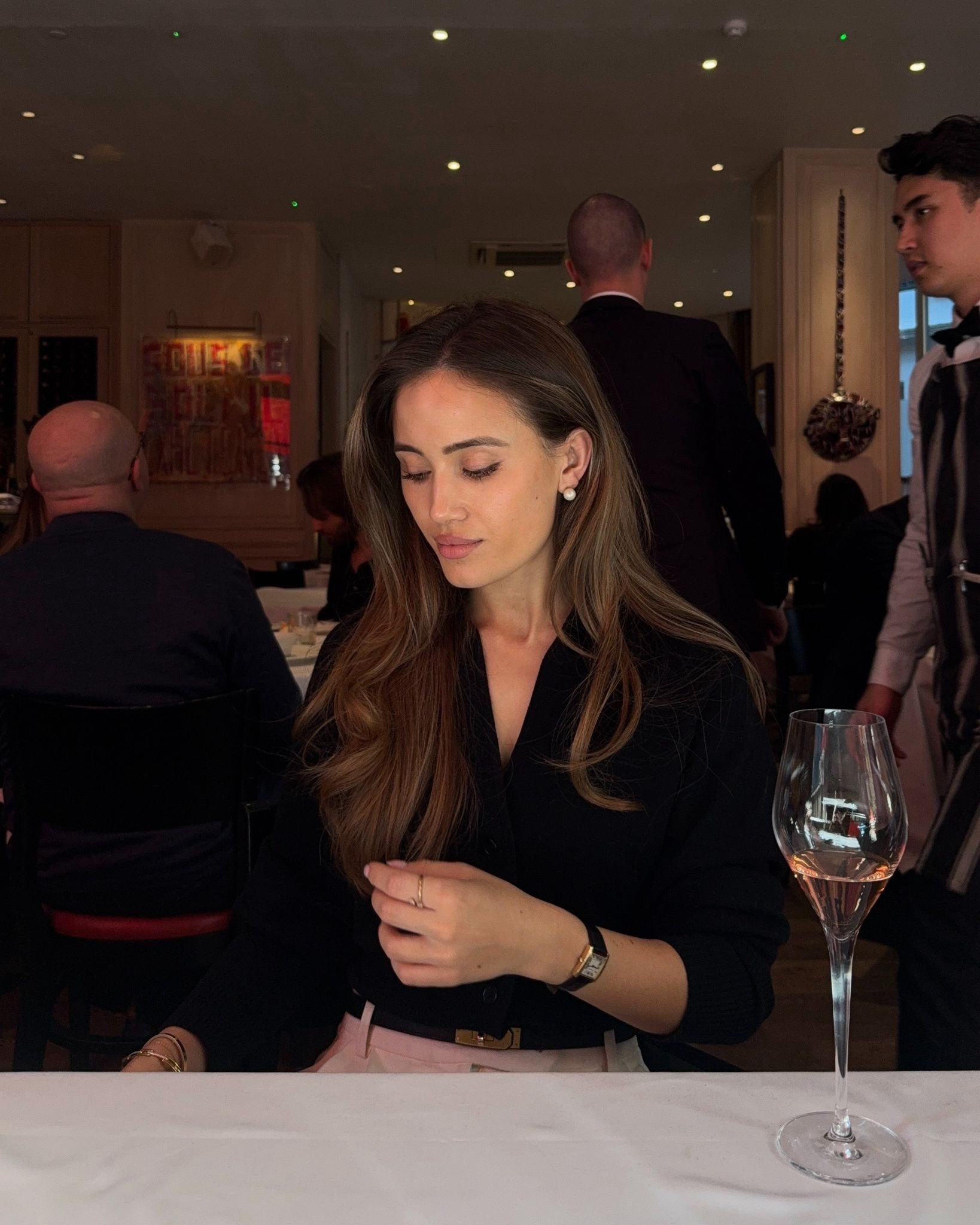 Date Night Outfit 🖤 wearing a black Source Unknown blouse paired with my white Andiata tailored pants and a black clutch by DeMellier

#LTKeurope #LTKstyletip