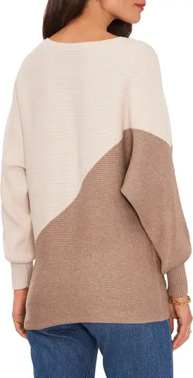 Asymmetric Colorblock Cotton Blend Sweater | Nordstrom