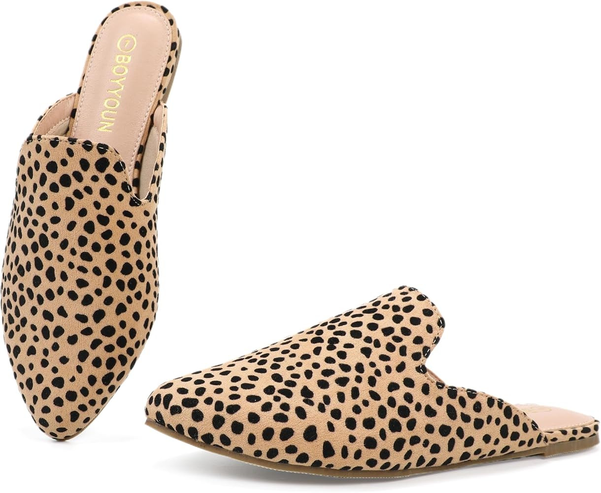 BOYYOUN Mules for Women Comfortable Slip On Backless Flats Pointed Toe Loafers for Work and Casua... | Amazon (US)