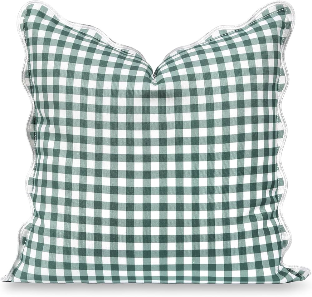 Hofdeco Premium Coastal Grandmillennial Scalloped Patio Indoor Outdoor Throw Pillow Cover Only, 2... | Amazon (US)