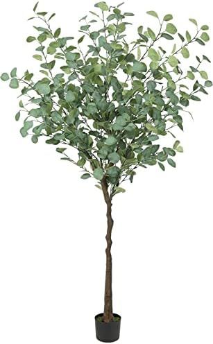 VIAGDO Artificial Eucalyptus Tree 6ft Tall 506 Silver Dollar Leaves Plants Fake Eucalyptus Stems ... | Amazon (US)