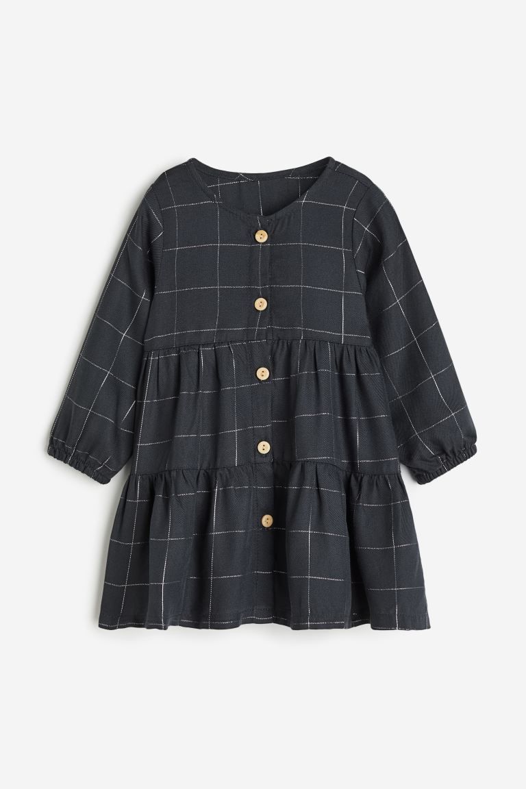 Button-front Dress - Dark gray/checked - Kids | H&M US | H&M (US + CA)