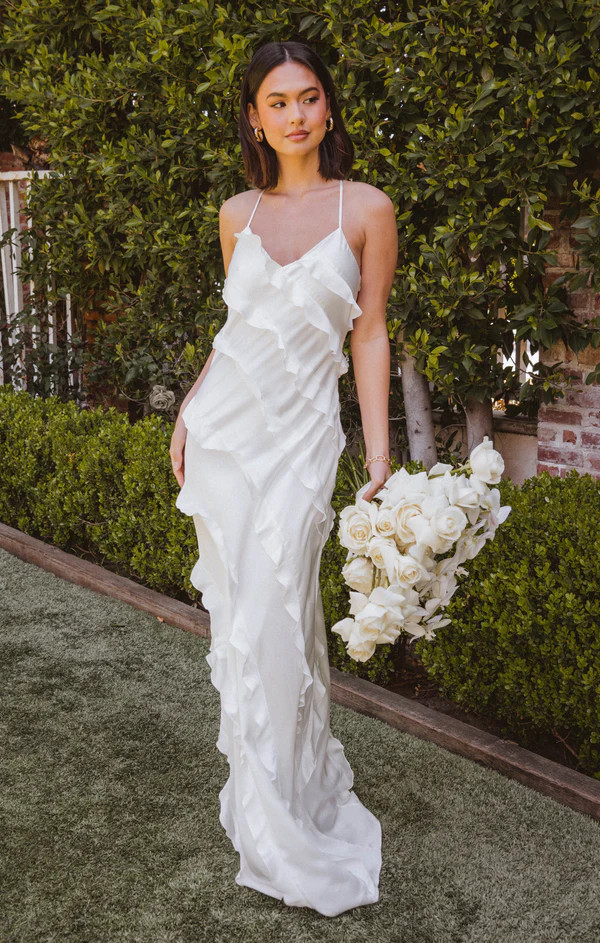 Romance Ruffle Dress ~ Ivory Luxe Satin | Show Me Your Mumu